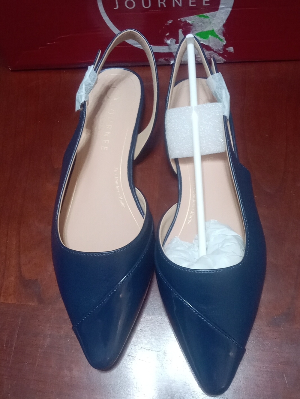 Journee Collection Navy Slingback Pointed Flats Daphne 8 1/2 Navy Blue NWT $55